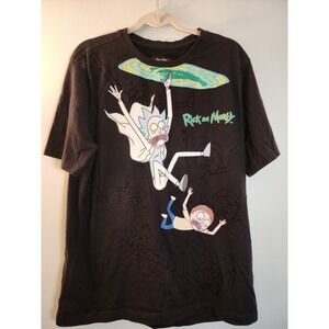 DeKryptic x Rick and Morty Portal Graphic T-Shirt Black Streetwear L‎